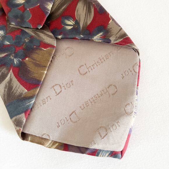 DIOR Vintage Floral Silk Tie and DIOR Silver Tie Clip Box - Picture 8 of 10